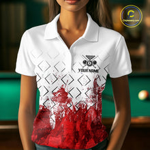 Load image into Gallery viewer, Red Splatter Paint 8 Ball Billiard League Shirts For Women Custom Name Billiard Team Jerseys NYN2287