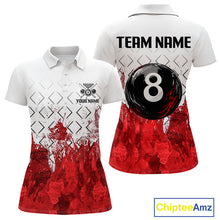 Load image into Gallery viewer, Red Splatter Paint 8 Ball Billiard League Shirts For Women Custom Name Billiard Team Jerseys NYN2287