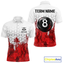 Load image into Gallery viewer, Red Splatter Paint 8 Ball Billiard League Shirts For Men Custom Name Billiard Team Jerseys NYN2287