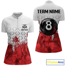 Load image into Gallery viewer, Red Splatter Paint 8 Ball Billiard League Shirts For Women Custom Name Billiard Team Jerseys NYN2287