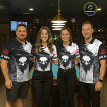 Load image into Gallery viewer, Red Grunge Skull 8 Ball Billiard Shirts For Women Custom Name Pool Billiard Team Jerseys NYN2288