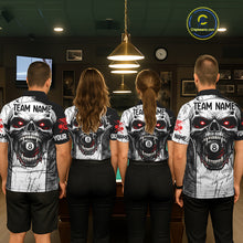 Load image into Gallery viewer, Red Grunge Skull 8 Ball Billiard Shirts For Women Custom Name Pool Billiard Team Jerseys NYN2288