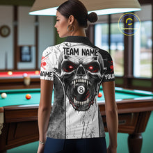 Load image into Gallery viewer, Red Grunge Skull 8 Ball Billiard Shirts For Women Custom Name Pool Billiard Team Jerseys NYN2288