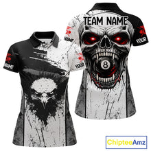 Load image into Gallery viewer, Red Grunge Skull 8 Ball Billiard Shirts For Women Custom Name Pool Billiard Team Jerseys NYN2288