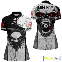 Load image into Gallery viewer, Red Grunge Skull 8 Ball Billiard Shirts For Women Custom Name Pool Billiard Team Jerseys NYN2288