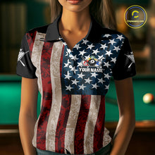 Load image into Gallery viewer, Grunge Dripping Pool 8 Ball Women Billiard Shirts Custom US Flag Patriotic Billiard Jerseys NYN2293