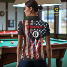 Load image into Gallery viewer, Grunge Dripping Pool 8 Ball Women Billiard Shirts Custom US Flag Patriotic Billiard Jerseys NYN2293