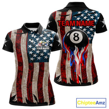 Load image into Gallery viewer, Grunge Dripping Pool 8 Ball Women Billiard Shirts Custom US Flag Patriotic Billiard Jerseys NYN2293