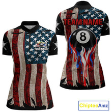 Load image into Gallery viewer, Grunge Dripping Pool 8 Ball Women Billiard Shirts Custom US Flag Patriotic Billiard Jerseys NYN2293