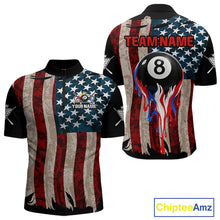 Load image into Gallery viewer, Grunge Dripping Pool 8 Ball Men Billiard Shirts Custom US Flag Patriotic Billiard Jerseys NYN2293