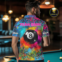 Load image into Gallery viewer, Colorful Splatter 8 Ball Pool Billiard Shirts For Men Custom Name Billiard Team Jerseys NYN2294