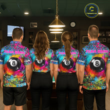 Load image into Gallery viewer, Colorful Splatter 8 Ball Pool Billiard Shirts For Men Custom Name Billiard Team Jerseys NYN2294