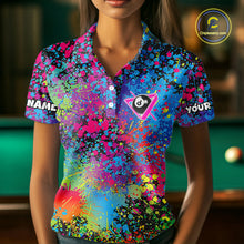 Load image into Gallery viewer, Colorful Splatter 8 Ball Pool Billiard Shirts For Women Custom Name Billiard Team Jerseys NYN2294