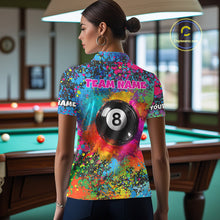 Load image into Gallery viewer, Colorful Splatter 8 Ball Pool Billiard Shirts For Women Custom Name Billiard Team Jerseys NYN2294