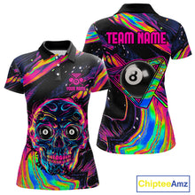 Load image into Gallery viewer, Holographic Skull 8 Ball Billiard Shirts For Women Custom Colorful Billiard Team Jerseys NYN2295