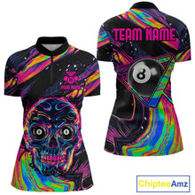 Load image into Gallery viewer, Holographic Skull 8 Ball Billiard Shirts For Women Custom Colorful Billiard Team Jerseys NYN2295