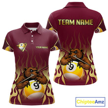 Load image into Gallery viewer, Bear &amp; Pool 9 Ball Funny Billiard Shirts For Women Custom Name Billiard Team Jerseys NYN2296