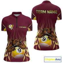 Load image into Gallery viewer, Bear &amp; Pool 9 Ball Funny Billiard Shirts For Women Custom Name Billiard Team Jerseys NYN2296