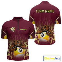 Load image into Gallery viewer, Bear &amp; Pool 9 Ball Funny Billiard Shirts For Men Custom Name Billiard Team Jerseys NYN2296