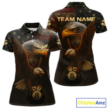 Load image into Gallery viewer, US Flag Eagle Retro Patriotic Billiard Shirts For Women Custom Pool 8 Ball Billiard Jerseys NYN2298
