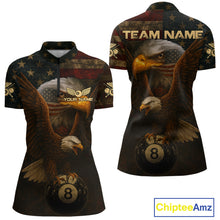 Load image into Gallery viewer, US Flag Eagle Retro Patriotic Billiard Shirts For Women Custom Pool 8 Ball Billiard Jerseys NYN2298