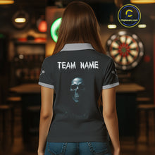 Load image into Gallery viewer, Haunting Black Skulls Reaper Darts Team Shirt For Women - Custom Team &amp; Player Name NYN0380