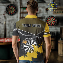 Load image into Gallery viewer, Yellow And Black Dartboard Lightning Darts Shirt For Men - Custom Team Name NYN0382