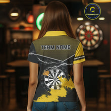 Load image into Gallery viewer, Yellow And Black Dartboard Lightning Darts Shirt For Women - Custom Team Name NYN0382