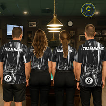 Load image into Gallery viewer, Women's billiard team wearing Black White Crown 8 Ball team uniforms