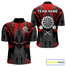 Load image into Gallery viewer, Silver Dartboard Red Grunge 1/4-Zip Dart Shirt For Men Personalized Outfits Darts Team Jerseys NYN0854
