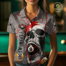 Load image into Gallery viewer, Grunge Skull Billiard Pool Shirts For Women Custom Red Dripping Ball 8 Billiard Team Jerseys NYN2301