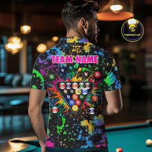 Load image into Gallery viewer, Colorful Splatter Pool Billiard Balls Shirts For Men Custom Name Billiard Team Jerseys NYN2302