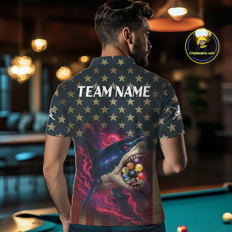 Funny Shark Colorful Billiard Balls Shirts For Men Custom Ball 8 Billiard League Jerseys NYN2305