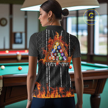 Load image into Gallery viewer, Red Flaming 8 Ball Billiard League Shirts For Women Custom Funny Bear Billiard Team Jerseys NYN2307