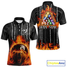 Load image into Gallery viewer, Red Flaming 8 Ball Billiard League Shirts For Men Custom Funny Bear Billiard Team Jerseys NYN2307