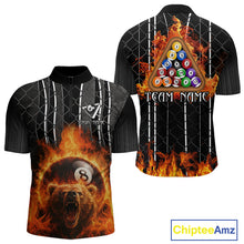 Load image into Gallery viewer, Red Flaming 8 Ball Billiard League Shirts For Men Custom Funny Bear Billiard Team Jerseys NYN2307