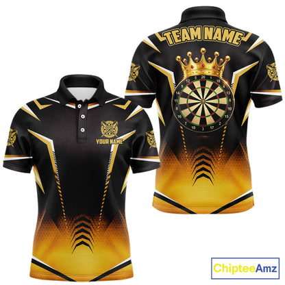 Personalized Yellow Dartboard Crown Darts Polo & 1/4-Zip Shirt For Men Dart Team Dart Jerseys NYN2956