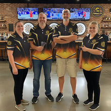 Load image into Gallery viewer, Personalized Yellow Dartboard Crown Darts Polo &amp; 1/4-Zip Shirt For Men Dart Team Dart Jerseys NYN2956