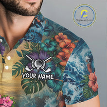 Load image into Gallery viewer, Mens Flamingo Golf Clothing Waving Tropical Golf Shirt Custom Floral Golf Polo, Best Golf Gifts NYN2959
