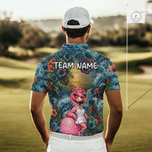 Load image into Gallery viewer, Mens Flamingo Golf Clothing Waving Tropical Golf Shirt Custom Floral Golf Polo, Best Golf Gifts NYN2959