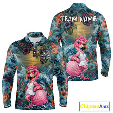 Load image into Gallery viewer, Mens Flamingo Golf Clothing Waving Tropical Golf Shirt Custom Floral Golf Polo, Best Golf Gifts NYN2959