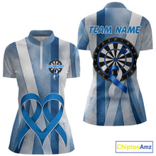 Load image into Gallery viewer, White and blue grunge ribbon dartboard shirt for women prostate cancer jersey