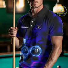 Load image into Gallery viewer, Personalized Blue Holographic Billiard Ball Shirt For Men Pool 8 Ball Billiard Team Jersey NYN2312