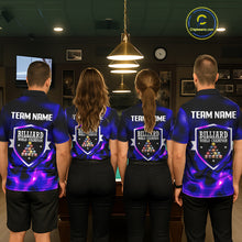 Load image into Gallery viewer, Personalized Blue Holographic Billiard Ball Shirt For Men Pool 8 Ball Billiard Team Jersey NYN2312