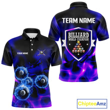Load image into Gallery viewer, Personalized Blue Holographic Billiard Ball Shirt For Men Pool 8 Ball Billiard Team Jersey NYN2312
