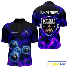 Load image into Gallery viewer, Personalized Blue Holographic Billiard Ball Shirt For Men Pool 8 Ball Billiard Team Jersey NYN2312