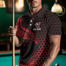 Load image into Gallery viewer, Red Ball 8 Lightning Billiard Polo &amp; Quarter-Zip Jerseys For Men Custom Pool Team Jersey NYN2315