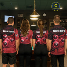 Load image into Gallery viewer, Red Ball 8 Lightning Billiard Polo &amp; Quarter-Zip Jerseys For Men Custom Pool Team Jersey NYN2315