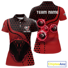 Load image into Gallery viewer, Red Ball 8 Lightning Billiard Polo &amp; Quarter-Zip Jerseys For Women Custom Pool Team Jersey NYN2315