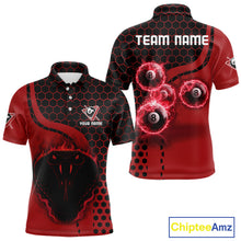 Load image into Gallery viewer, Red Ball 8 Lightning Billiard Polo &amp; Quarter-Zip Jerseys For Men Custom Pool Team Jersey NYN2315